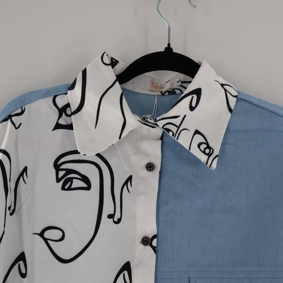 Leena Color Block Shirt Dress Womens Artsy Statement Layering Kitschy Casual NWT - Picture 6 of 11